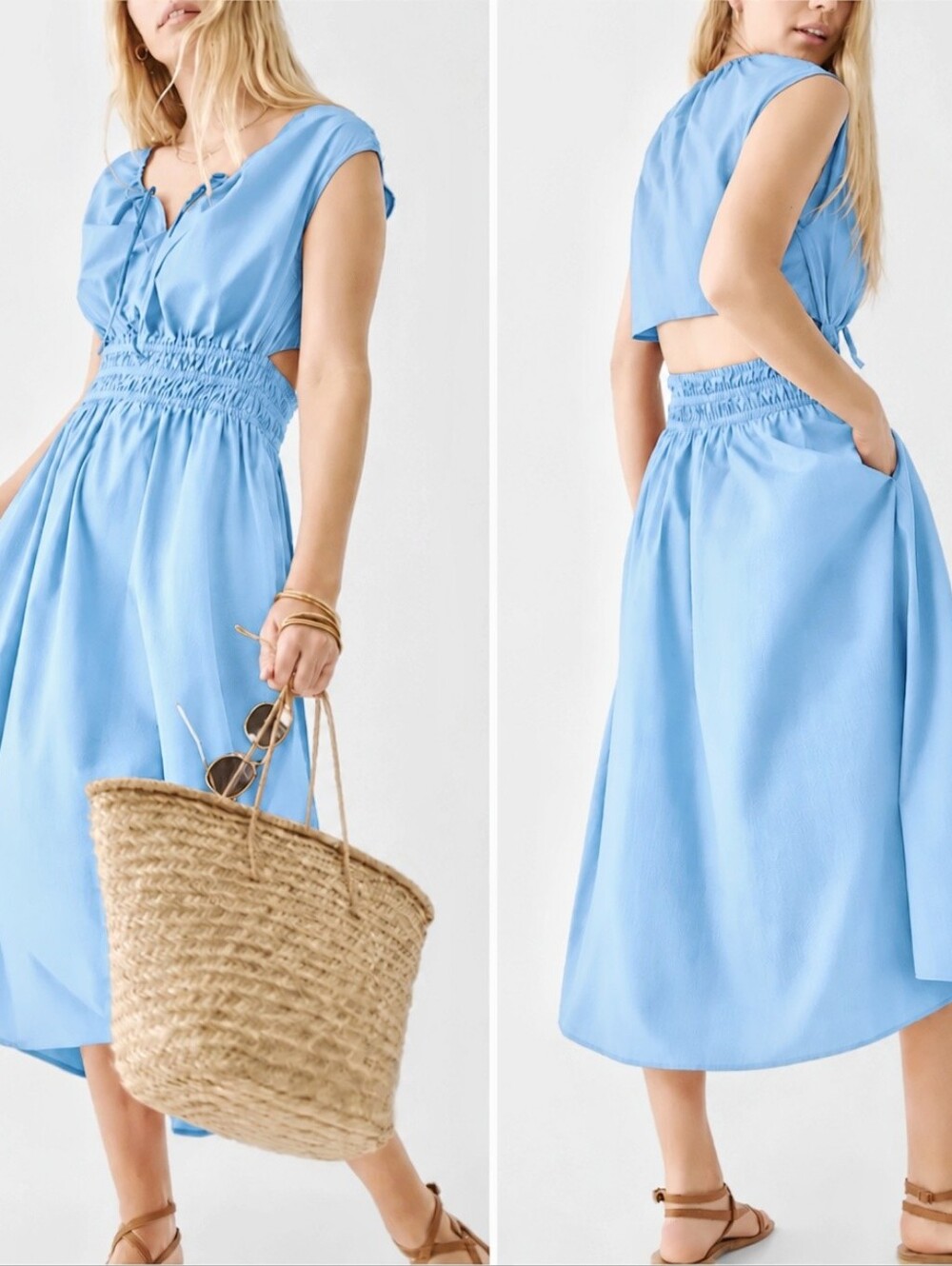 $198 Faherty Amalfi Cutout Exposed Back Dress
